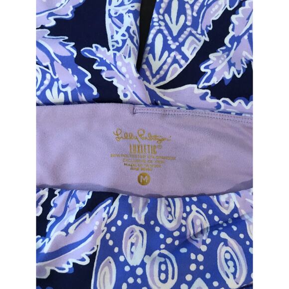 Lilly Pulitzer Luxletic Weekender Cropped Beckon Blue Coco Safari Leggings - MED - Picture 4 of 11